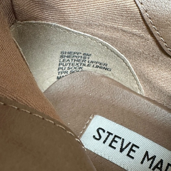 Steve Madden Taupe Suede Leather Chunky Stacked Heel Open Side Booties Sz 8 - Picture 7 of 8